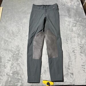 KERRITS Horse Riding Pant Sz XS Green Faux Leather Knee Patch Equestrian